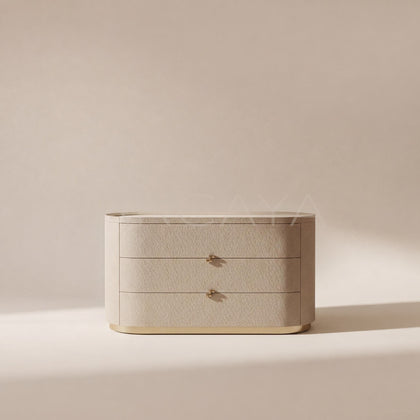 Woven Leather Matte Gold Chest Of Drawers - main