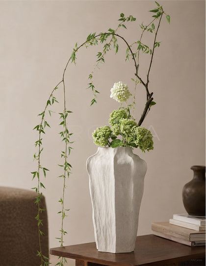 Wabi Sabi Textured Plain White Vase Entryway - scene