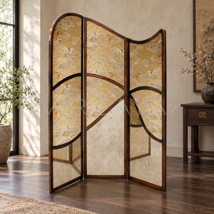 Gold Leaf Walnut Folding Screen - main