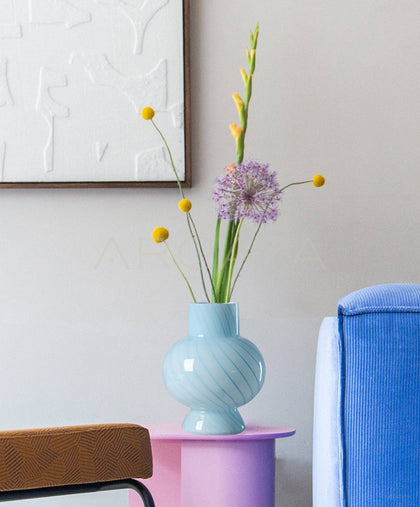 Mid Century Striped Glass Vase - scene