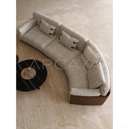 Italian Leather Fabric Minimalist Sofa - scene
