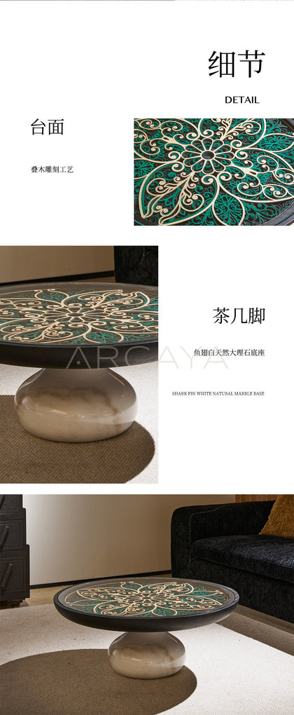 Carved Sculptural Art Coffee Table - scene