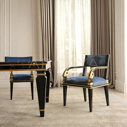 Royal Blue Gilded French Dining Set — Dining Chair - main