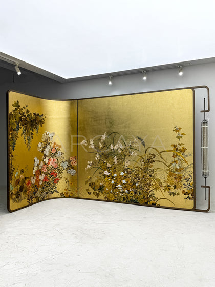 Gold Leaf Floral Folding Screen - scene