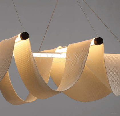Cream Fabric Pleated Triple Pendant Light 80643 - detail