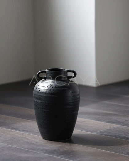 Black Double Ear Art Vase - scene
