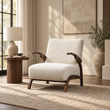 Pure White Armrest Lounge Chair - scene
