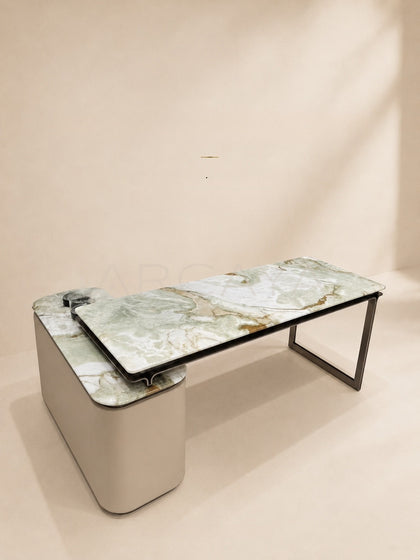 Daze Fendi Jade Stone Tea Table With Cabinet - scene