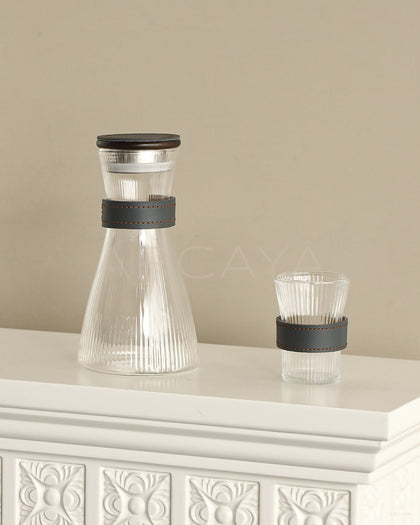 Ribbed Clear Glass Decanter Set - scene