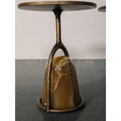 Raw Stone Sculpture Nesting Side Table - scene