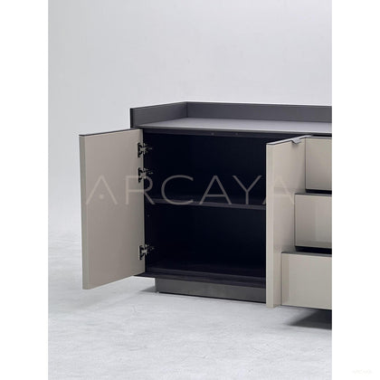 Two Tone Veneer Three Drawer Two Door Sideboard - scene