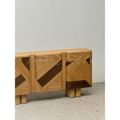 Geometric Marquetry Veneer Entryway Cabinet - scene