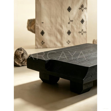 Zhuomu Rustic Wood Coffee Table - scene