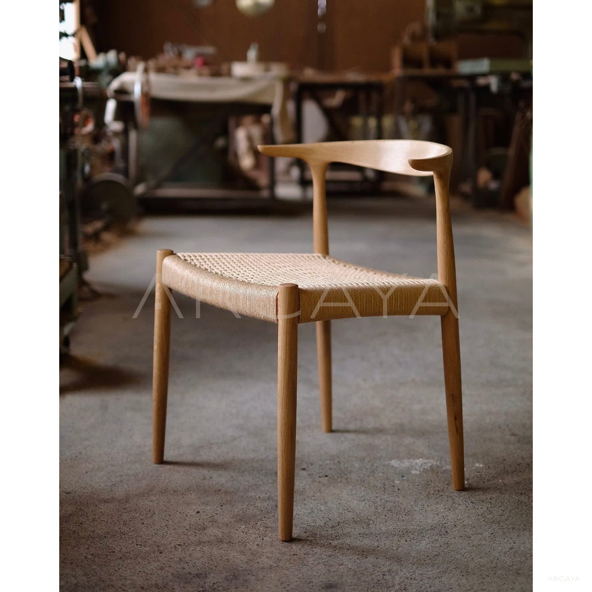 Japanese White Oak Rope Chair in detail