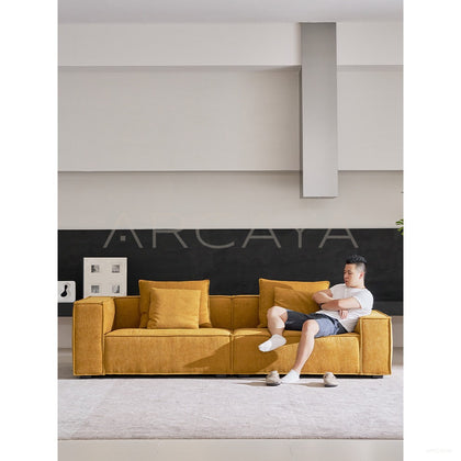 Italian Minimalist Ginger Chenille Block Sofa - scene