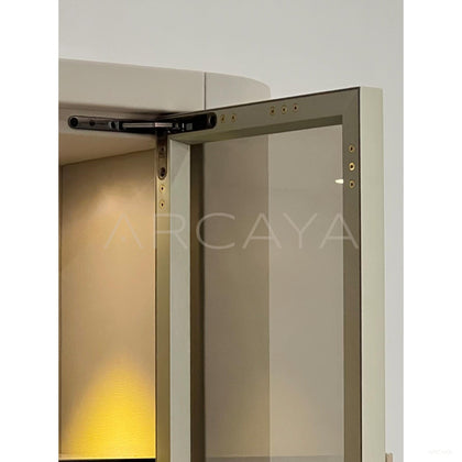 Italian Diamond Leather Glass Display Cabinet - scene