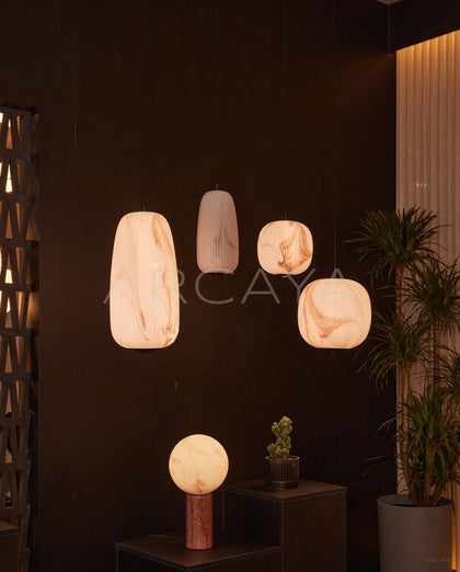 Stone Geometric Rounded Cube Pendant Light 97376 - scene