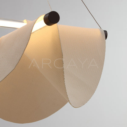 Cream Fabric Pleated Double Pendant Light 80643 - scene