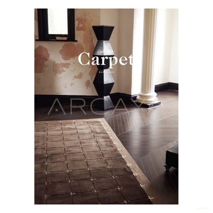 Dark Brown Dot Check Rug Dsm P020 C02 - scene