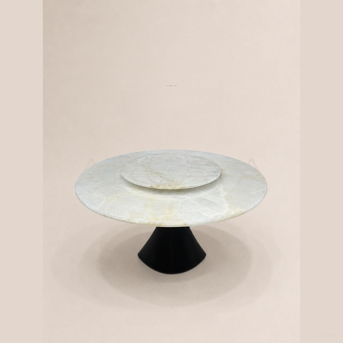 Daze White Crystal Stone Round Table in detail