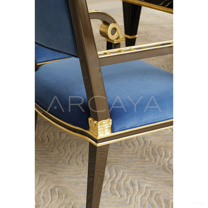 Royal Blue Gilded French Dining Set — Dining Chair - scene