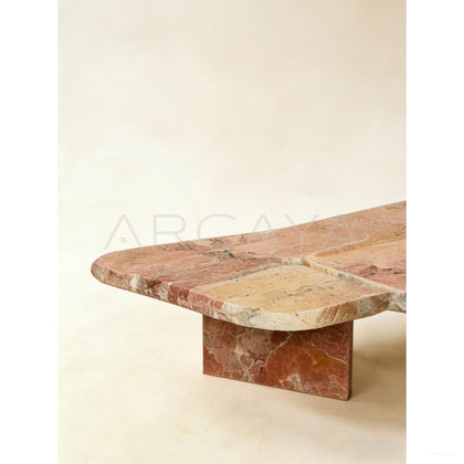Aston Italian Bohemian Red Marble Coffee Table - scene
