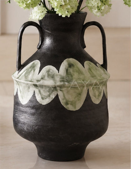 Dadan Double Ear Vintage Stoneware Vase - scene