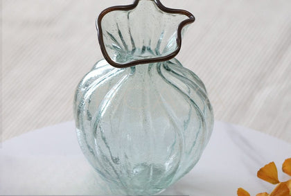 Clear Glass Large Floor Vase Vintage - scene