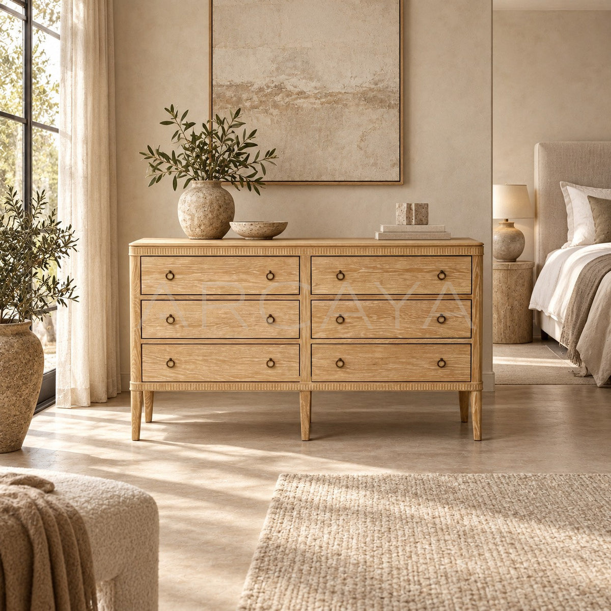 Oak Chest Of Drawers in detail