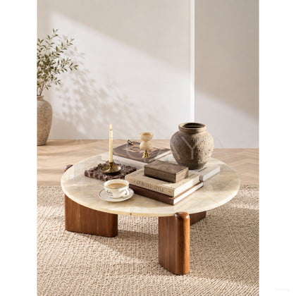 Ice Age Glacier Marble Coffee Table - scene