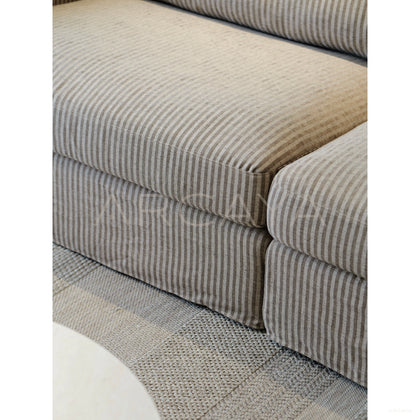 Dio Floating Island Sofa Striped Linen - scene