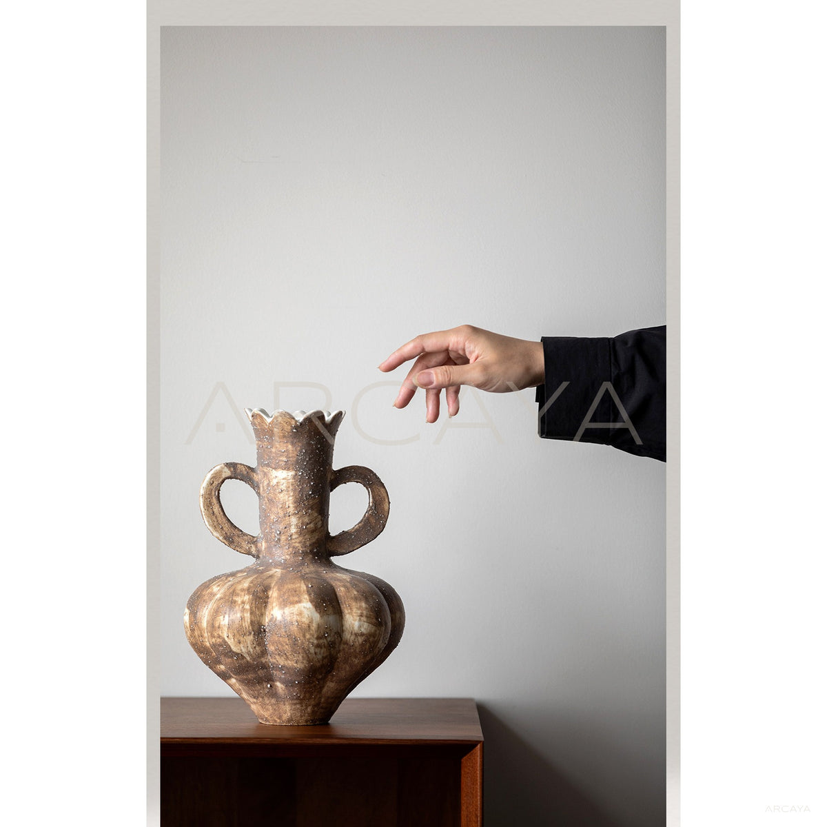 Handmade Double Ear Ceramic Vase in detail