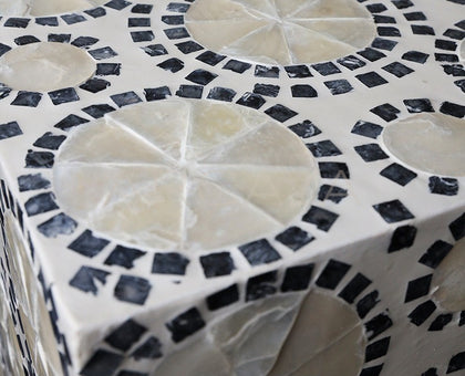 Shell Inlay Multi Use Side Table Stool - scene