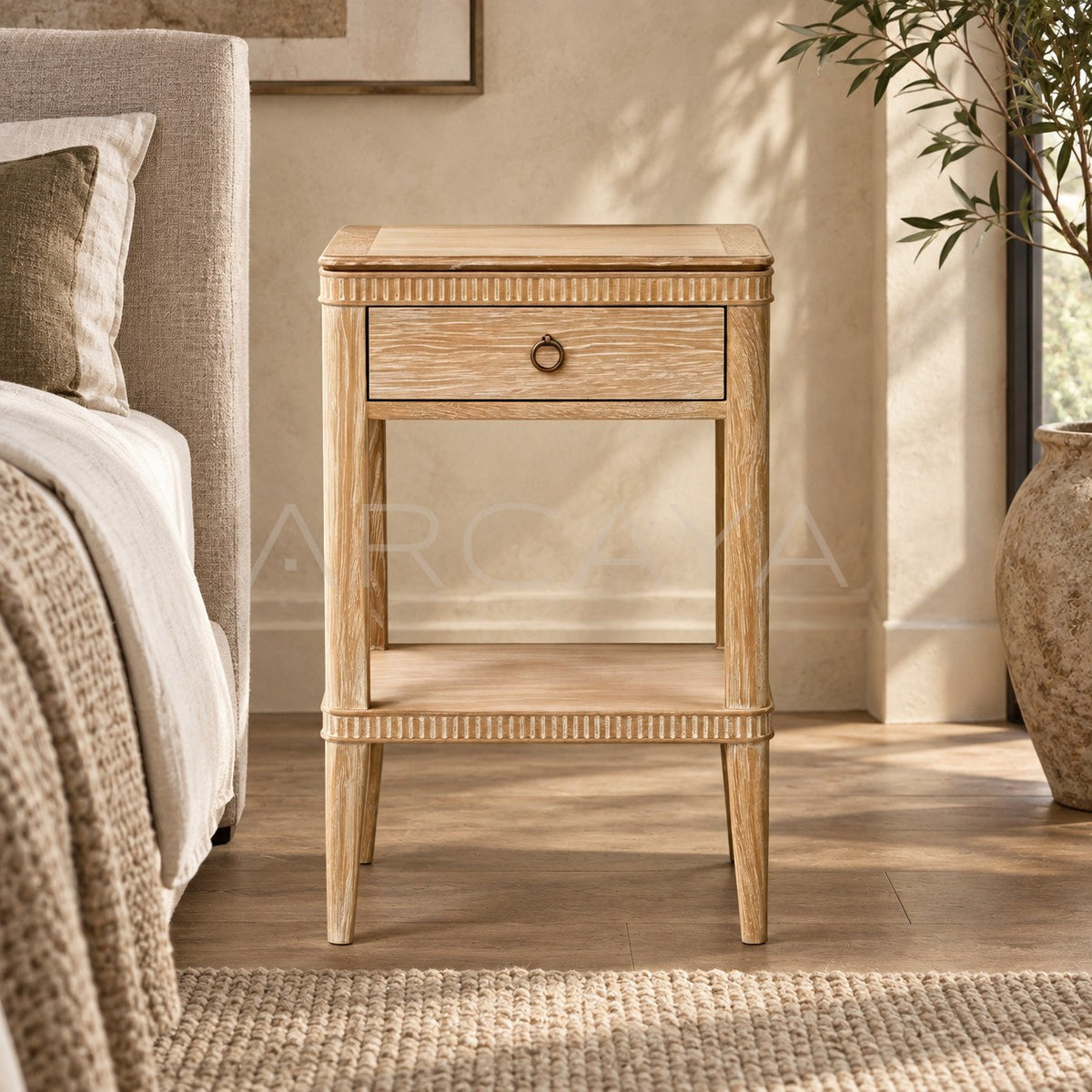 Oak Nightstand French in detail