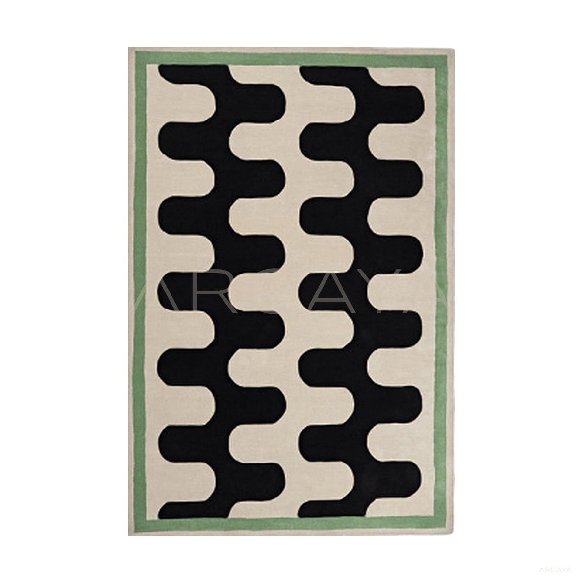 Black White Wave Check Rug Dsm P035 F1 - main