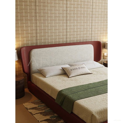 Wide Headboard Leather Trim Bed - scene