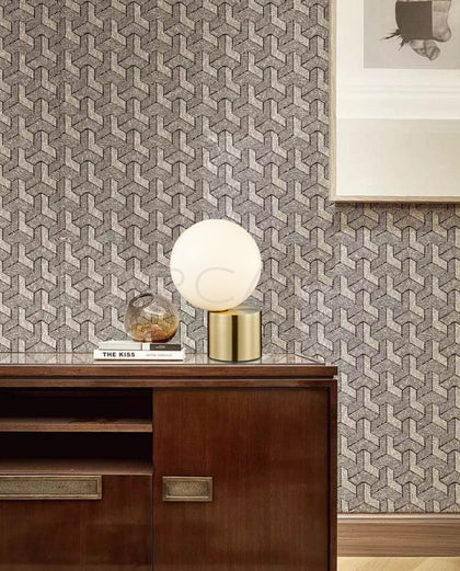 Metal Column Milky Globe Table Lamp 10563 - scene