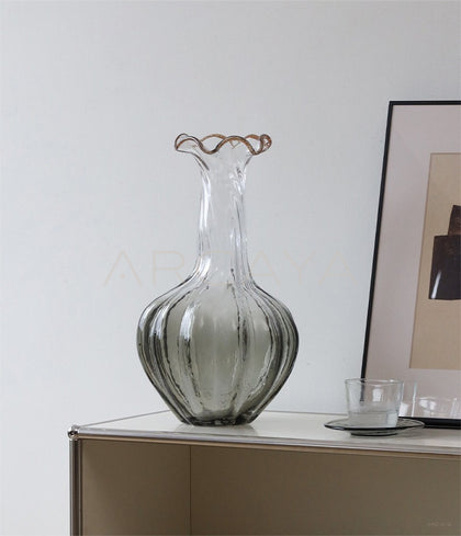 Clear Glass Large Floor Vase Vintage - scene