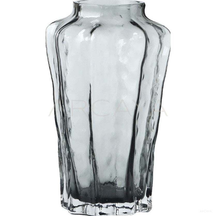 Ribbed Smoked Glass Vase in detail