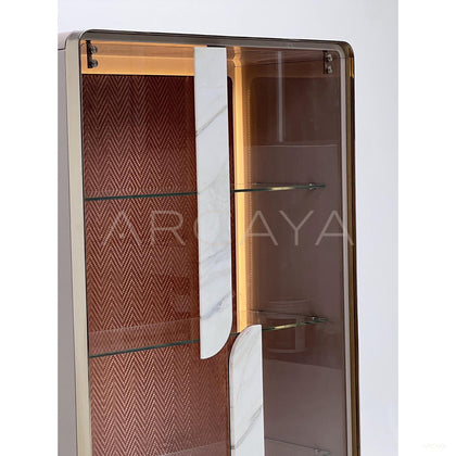 Curved Glass Lighted Display Cabinet - scene