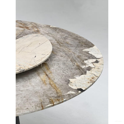Patchwork Stone Split Cone Base Round Table - scene