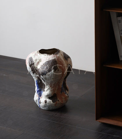 Wabi Sabi Abstract Textured Ceramic Vase - scene