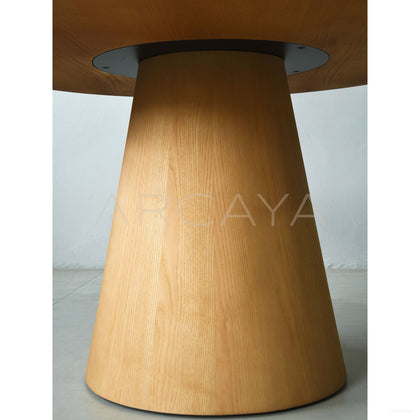 Ash Solid Wood Round Dining Table - scene