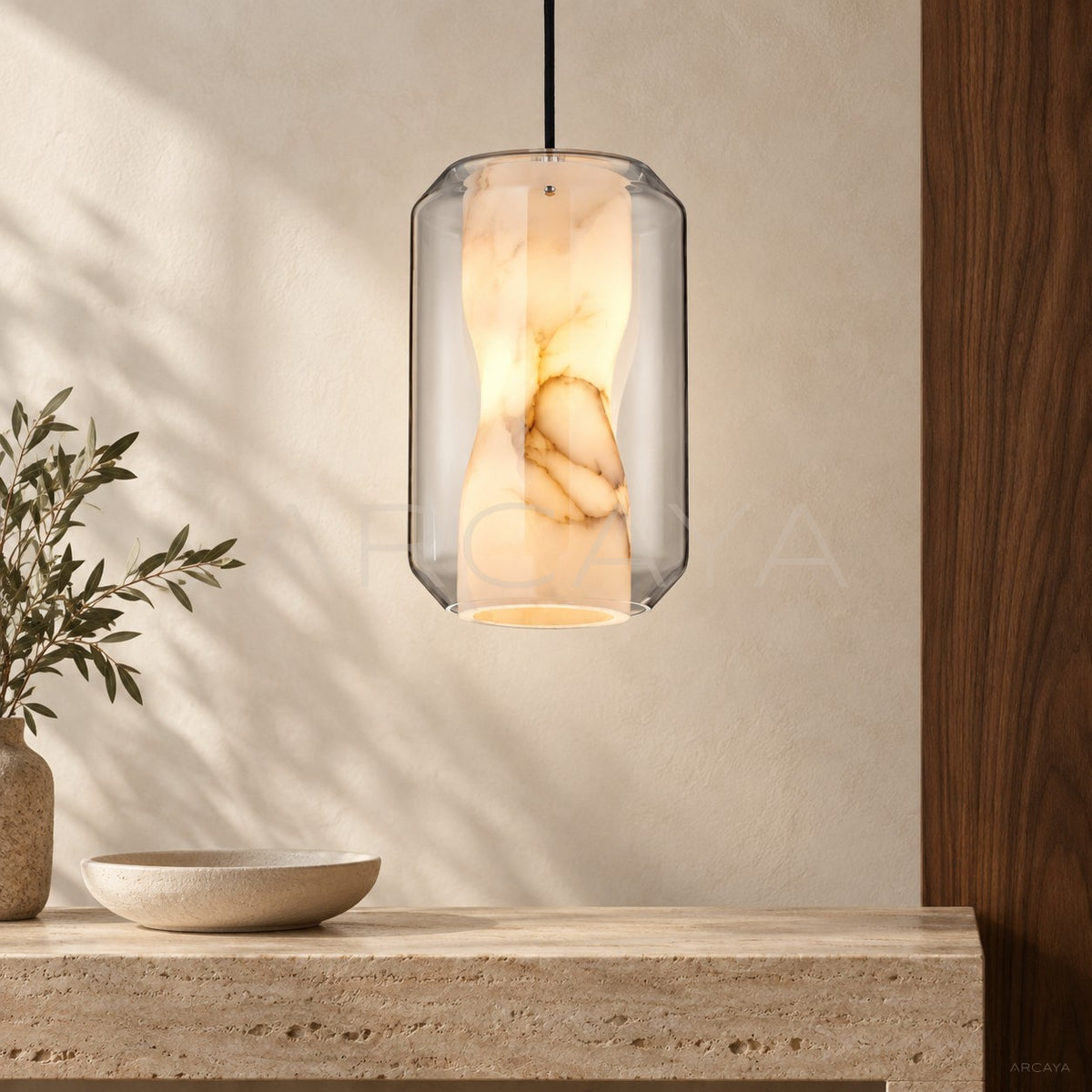 Glass Alabaster Cylinder Pendant Light 10811 - main