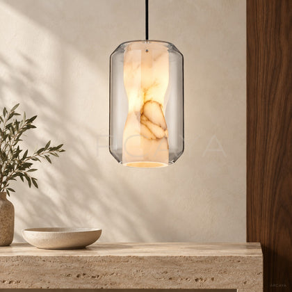 Glass Alabaster Cylinder Pendant Light 10811 - main