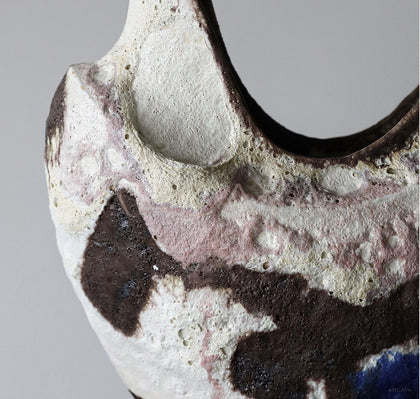 Vintage Stoneware Ink Glaze Wabi Sabi Vase - scene