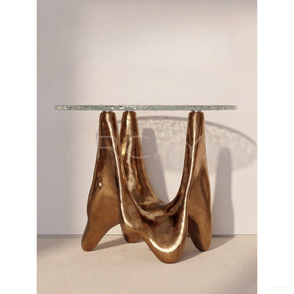 Gilded Sculpture Ripple Glass Side Table - scene