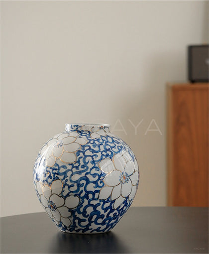 Jingdezhen Blue White Art Vase Living Room - scene