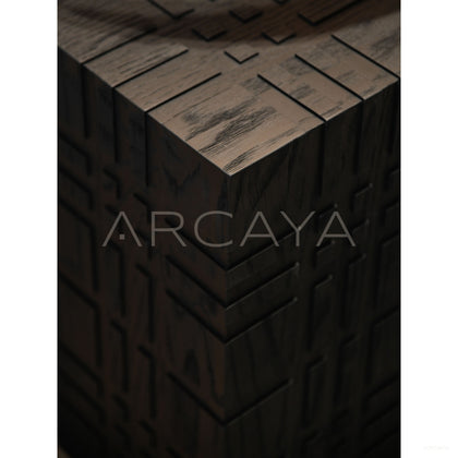 Carved 3D Oak Side Table - scene