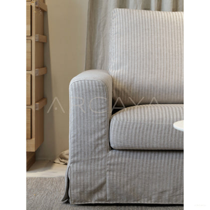 Dio Floating Island Sofa Striped Linen - scene